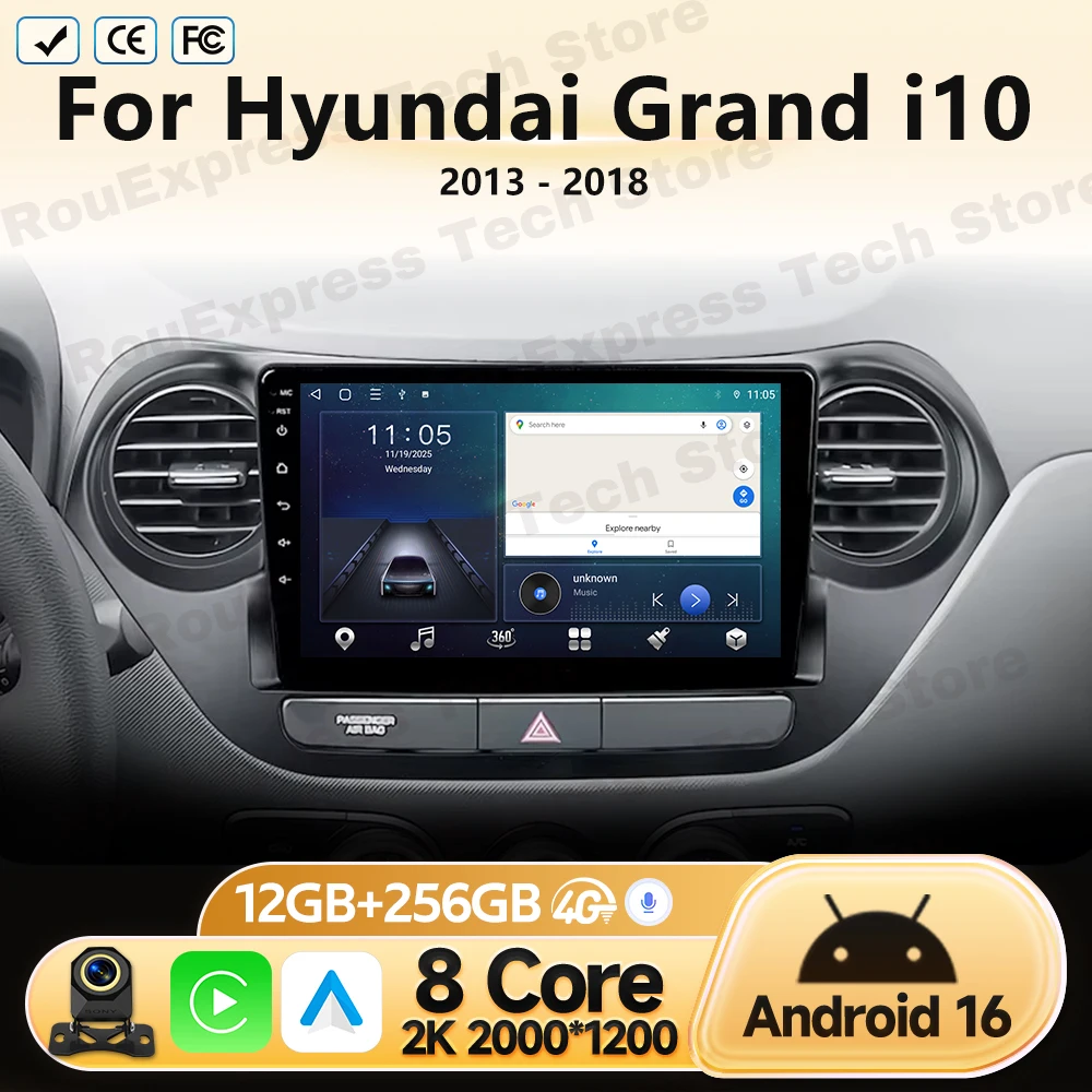 Head Unit WIFI For Hyundai Grand i10 2013 2014 2015 2016-2018 Android GPS Navigation Multimedia Video Player Car Radio No 2 Din