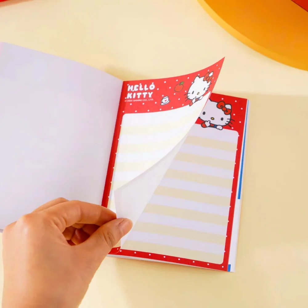 100Pcs Genuine Sanrio Hello Kitty A6 Scrapbook Kawaii Cartoon Colored Pages Notebook Planner Journal Student Stationery Supplies