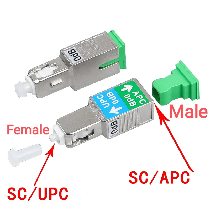 1PCS NEW Optic Fiber Attenuator Connector 0dB SC/APC Female-SC/UPC Male SM-9/125 Fiber Optic Adapter Flange Coupler Wholesale