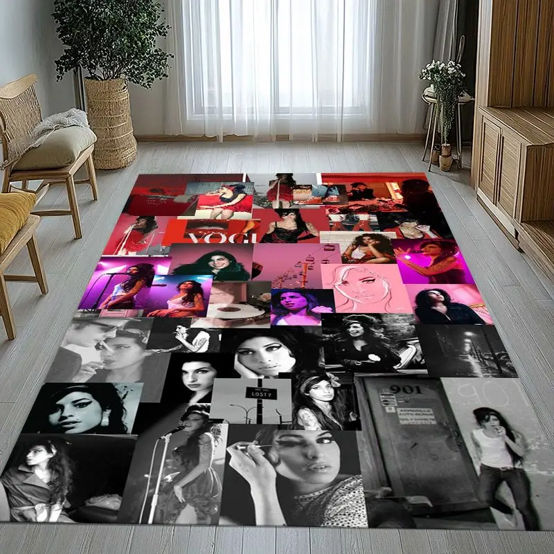Fashion Amy Winehouse Music Singer Area Rug,Non-Slip Carpet Mat for Living Room Bedroom Playroom,Sofa Floor Rug,Home Decor Gift