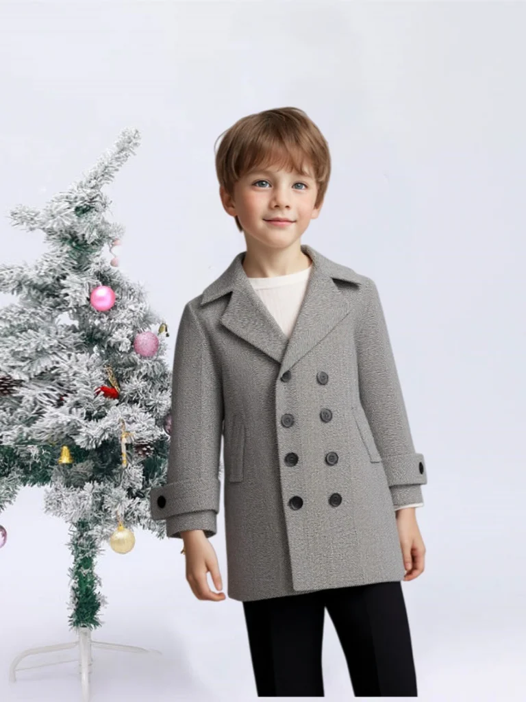 

Детское шерстяное пальто для фотосессии от 3 до 15 лет, красивое зимнее шерстяное длинное пальто для мальчиков в британском стиле, детская ветрозащитная уличная праздничная куртка
