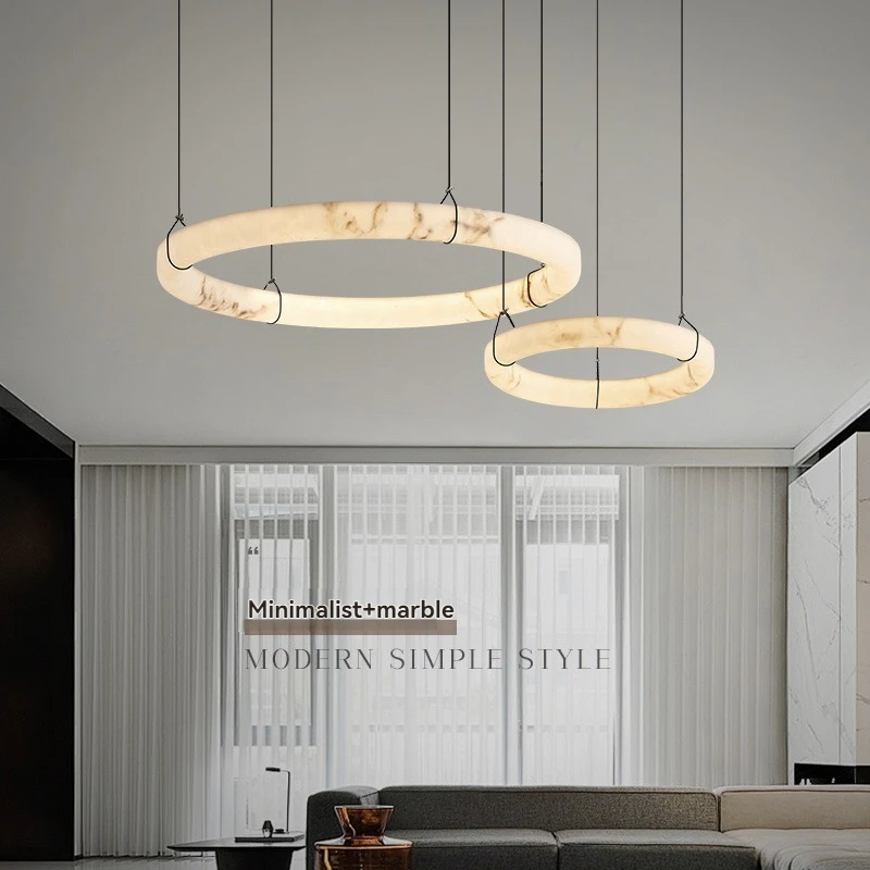 Modern Spanish Marble Chandelier For Kitchen Table Dining Living Room Bedroom Luxury Design Height-adjustable Round Hanging Lamp