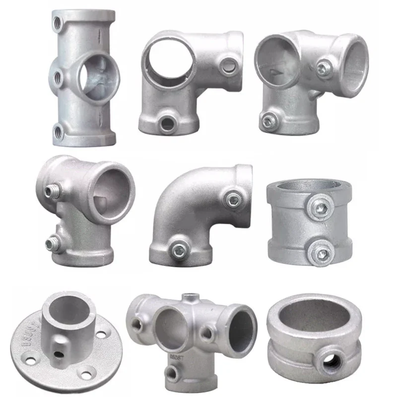 4pcs 32mm round aluminum alloy connector simple cloth wardrobe metal joint galvanized pipe iron tube elbow tee connector