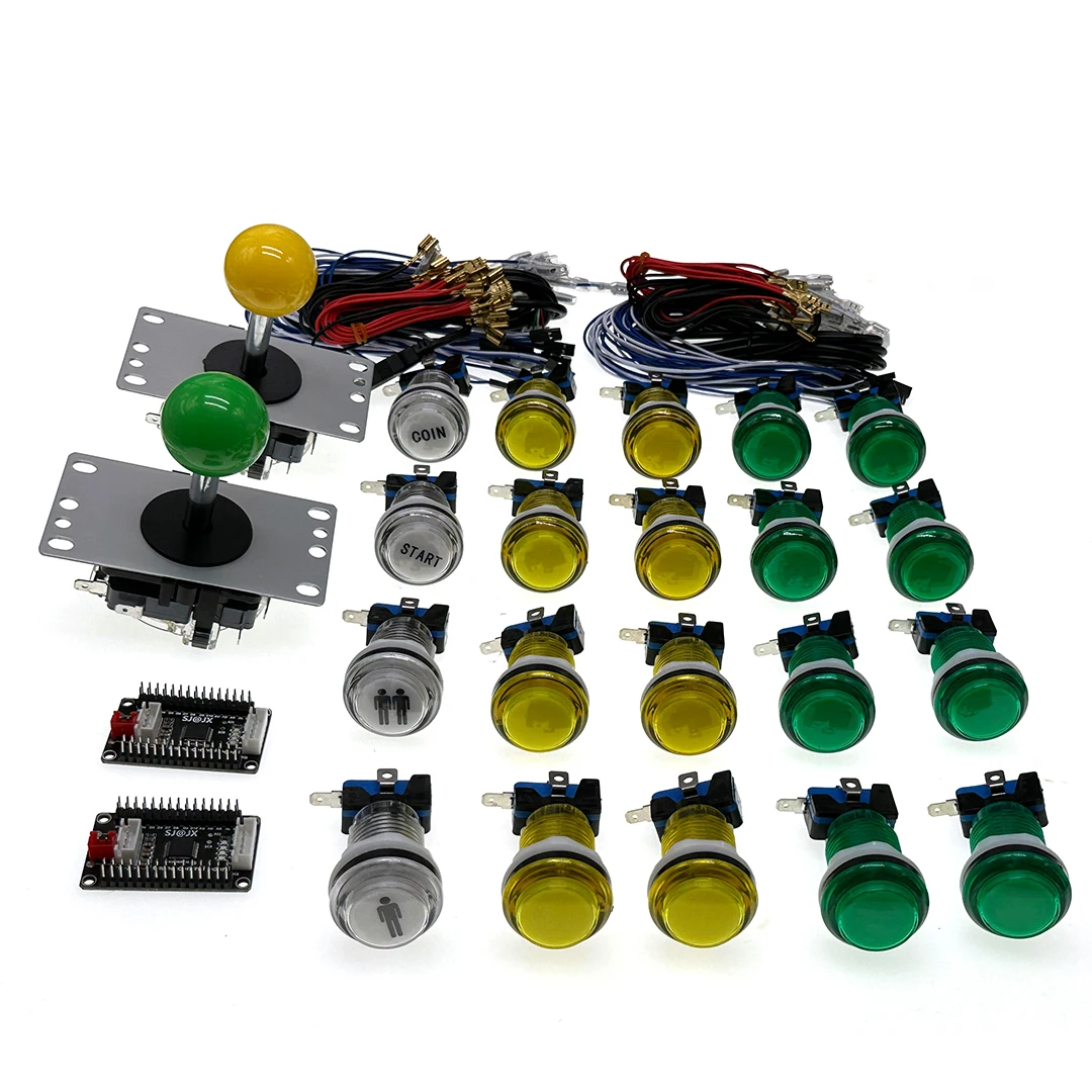 

Arcade Joystick PC 2 Player DIY Kit, LED Buttons, Microswitch, 8 Way Joystick, USB Encoder Cable for PC, Pi, Raspberry Game Kit