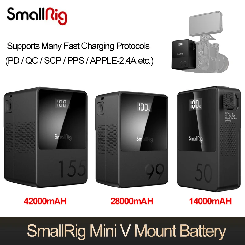 Smallrig Mini V Mount Battery With 4 Interfaces V Lock Rechargeable Battery PD Fast Charging Power Bank for Camera Monitor Phone