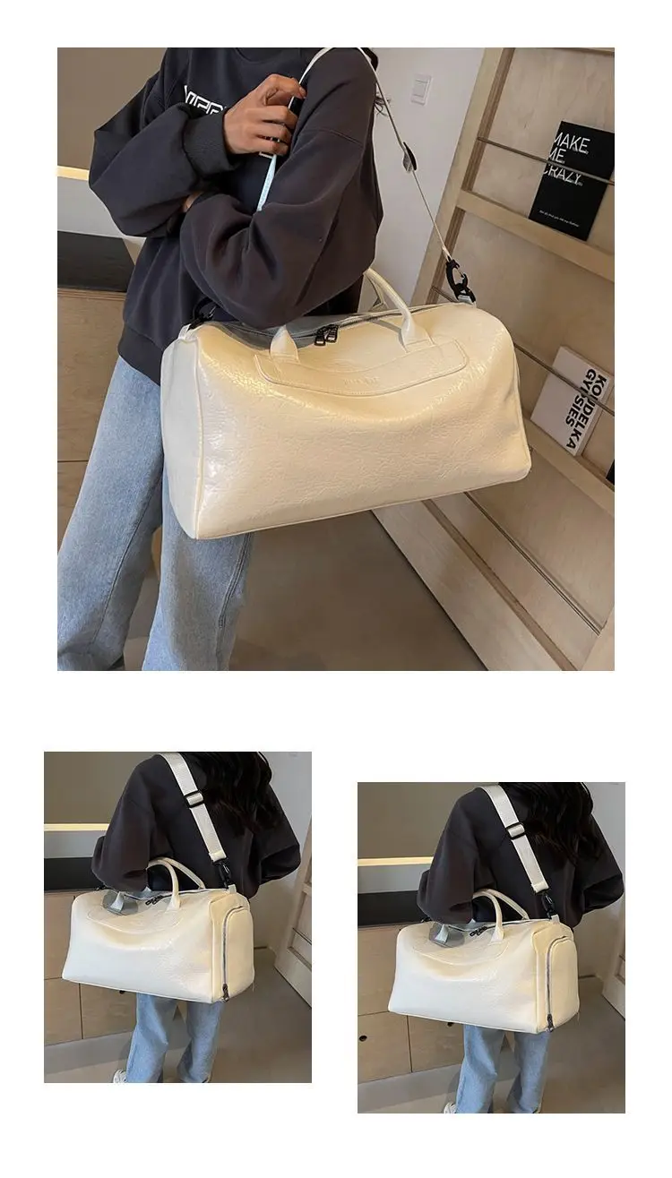 Hand Bill Shoulder Yoga Swimming Duffel Oil Wax Pu Leather Fitness Sports Bag Travel Large Capacity Travel Bag