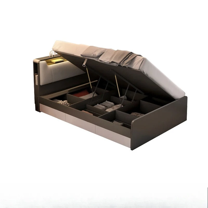 

Adult 2-bed tatami board modern bed high box