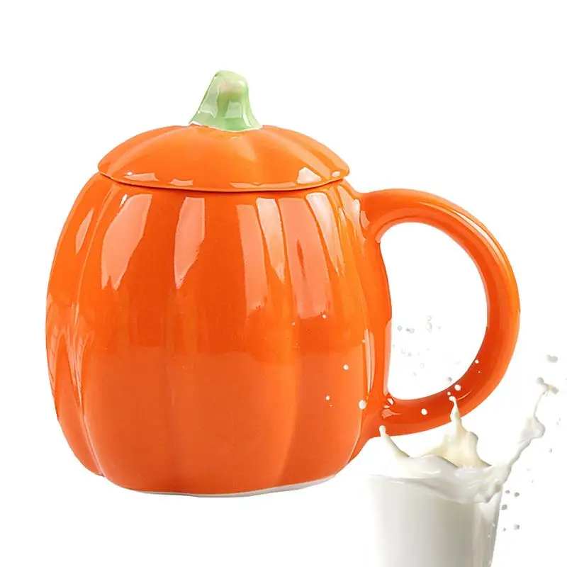 Halloween Mug Cute Pumpkin Breakfast Mug Cup Theme Party Favor Ceramic Cups Ceramic Coffee Mugs Tea Mug with Lid 550ml