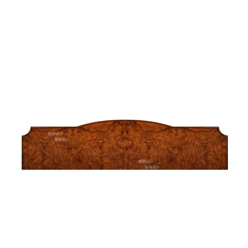 Court solid wood carving flower paint TV cabinet, British neoclassical wood grain sticker leather living room model room cabinet