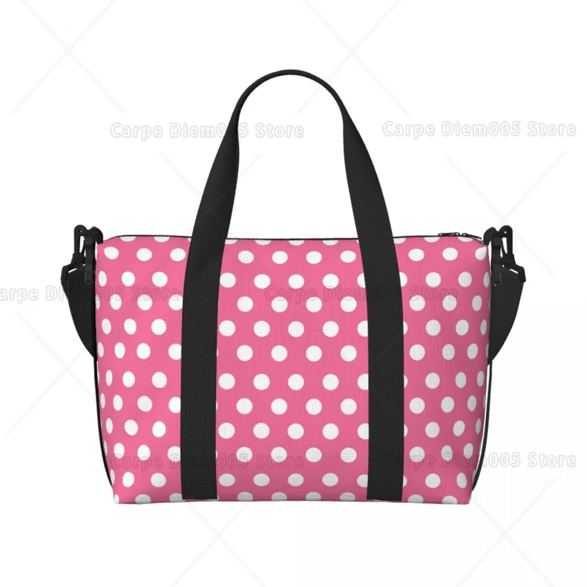 

Pink Polka Dots Tote Bag Large Capacity Gym Sports Carry on Luggage Travel Overnight Bag Designer Bags Luxury Unisex