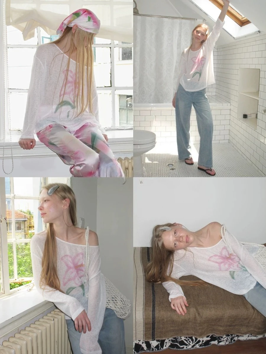 Summer Japanese Kawaii Cartoon Printing Tops Women Harajuku Wave Point Patchwork T-shirt Y2k Aesthetic Fairy Grunge Cute Tee