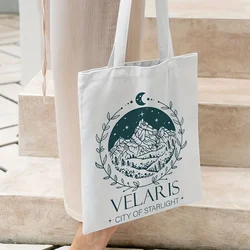 1 pz Velaris City Of Starlight Pattern Tote Bag ,Court Of Dreams Tote Shoping Bag, una corte di spine e rose Merch Book Bag