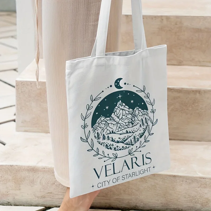 1 Pc Velaris City Of Starlight Pattern Tote Bag ,Court Of Dreams Tote Shoping Bag, A Court Of Thorns And Roses Merch Book Bag