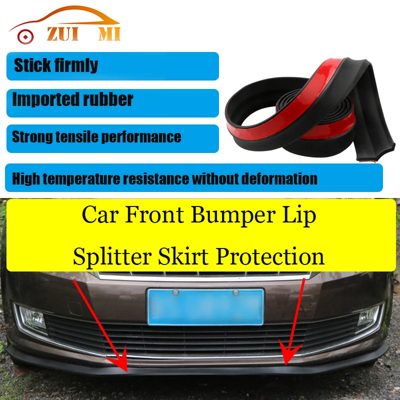 ZUIMI 2.5 Meters Car Front Bumper Lip Splitter Skirt Protection TPVC Sticker Scratch Proof