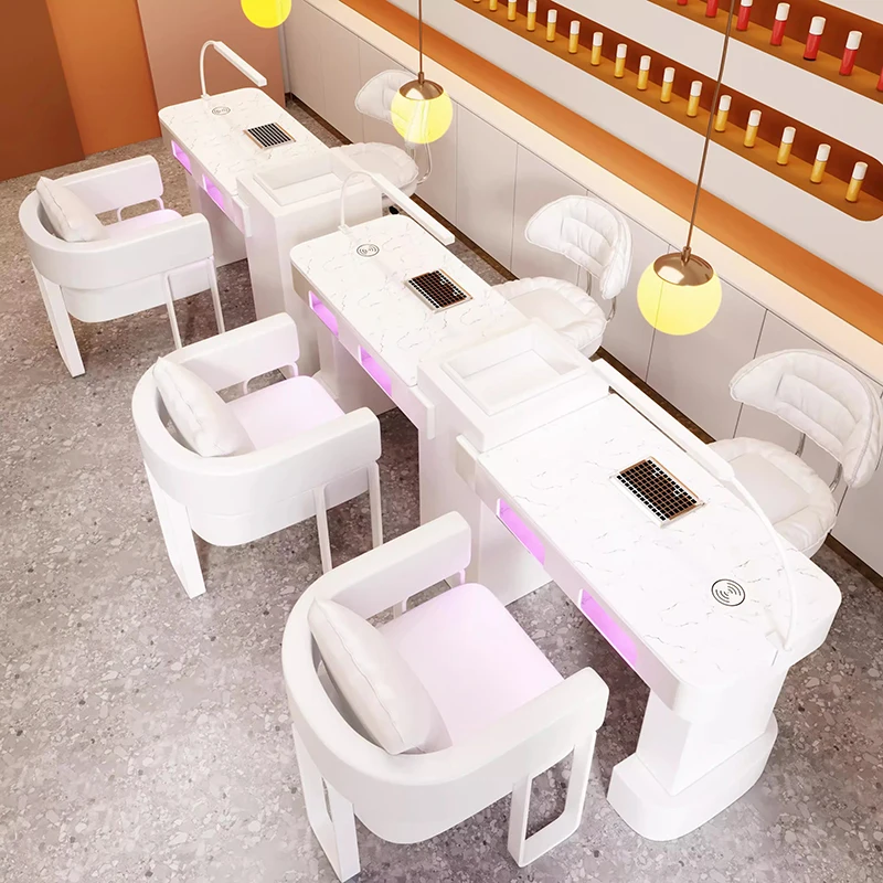 

White Salon Nail Desk Drawer European Reception Mesa Manicure Table Makeup High Quality Tavolo Per Unghie Nails Salon Furniture