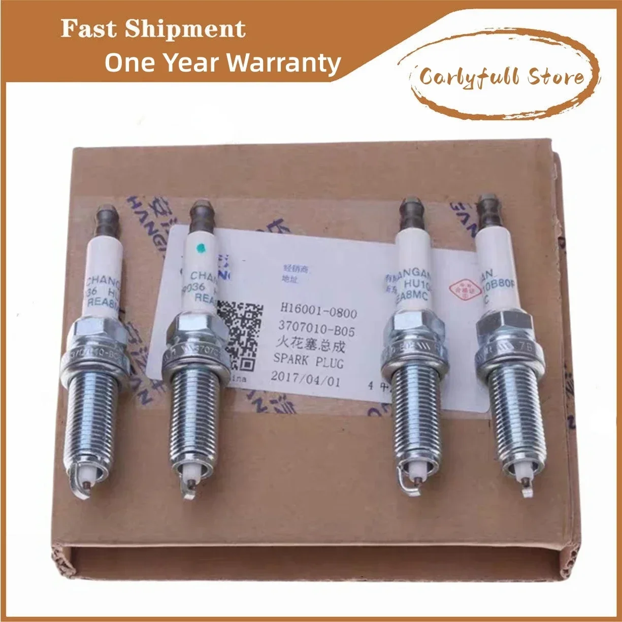 

Original 4pcs/set Spark Plug 3707010-B05 H16001-0800 for CHANGAN CS35 EADO AlsvinV5 V7 EADO XT 1.6L