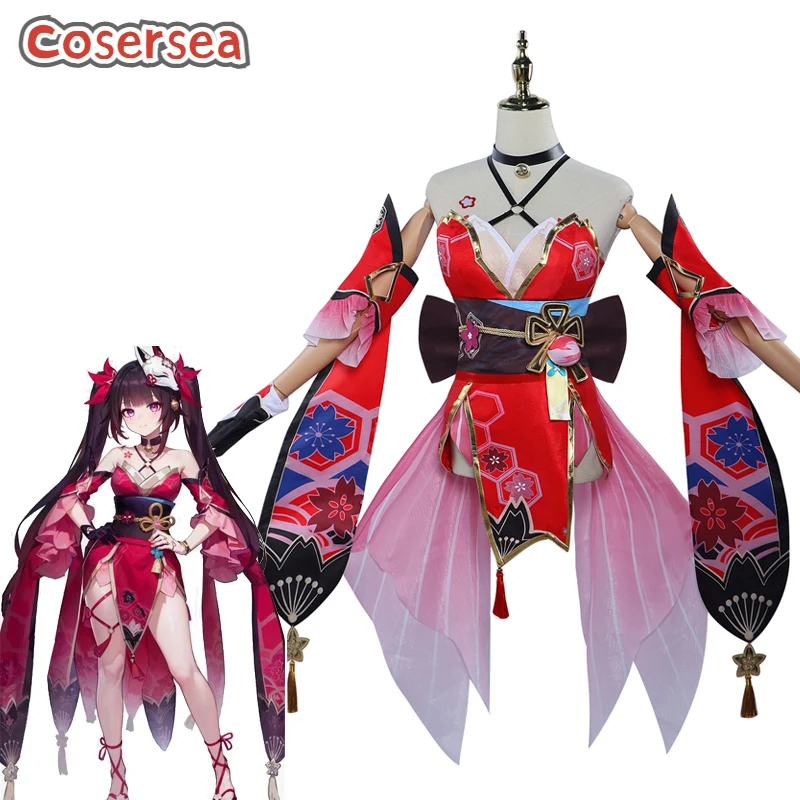 

Cosersea Sparkle Cosplay Costume Game Honkai Star Rail Masked Fools Member Sparkle Red Dress Women Role Play Outfit Fullset Suit