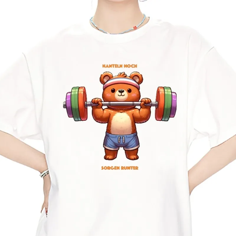 Sweet Bear Manner T Shirt Men Couple Combination Clothes Short Sleeve Collar Fashion Women Cotton