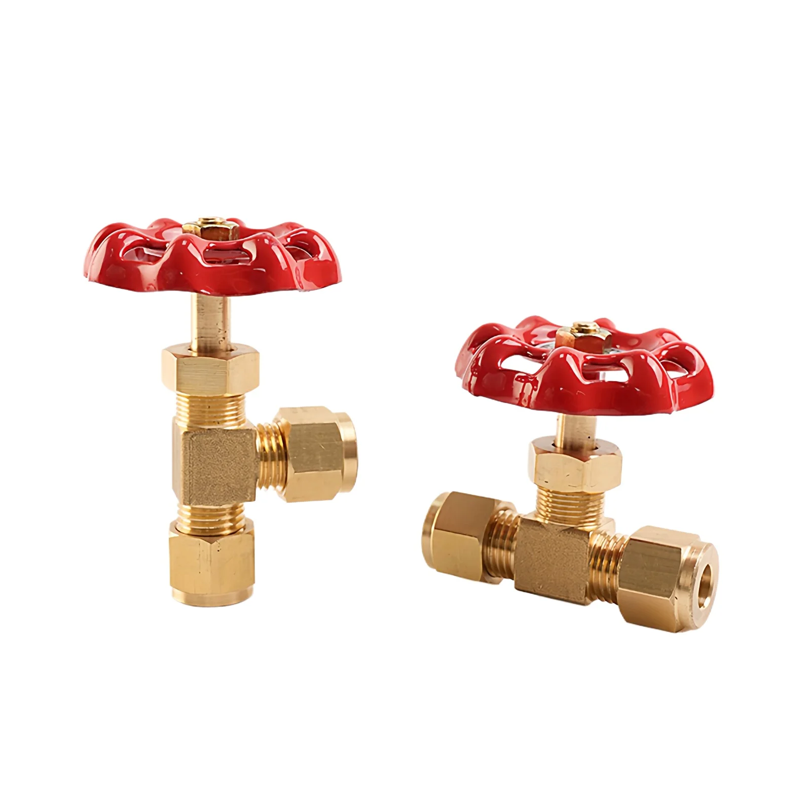 6 8 10-25mm Compression Union Brass Crane Needle Valve Balance Right Angle Stop Valve for Boat Pipeline Plumbing