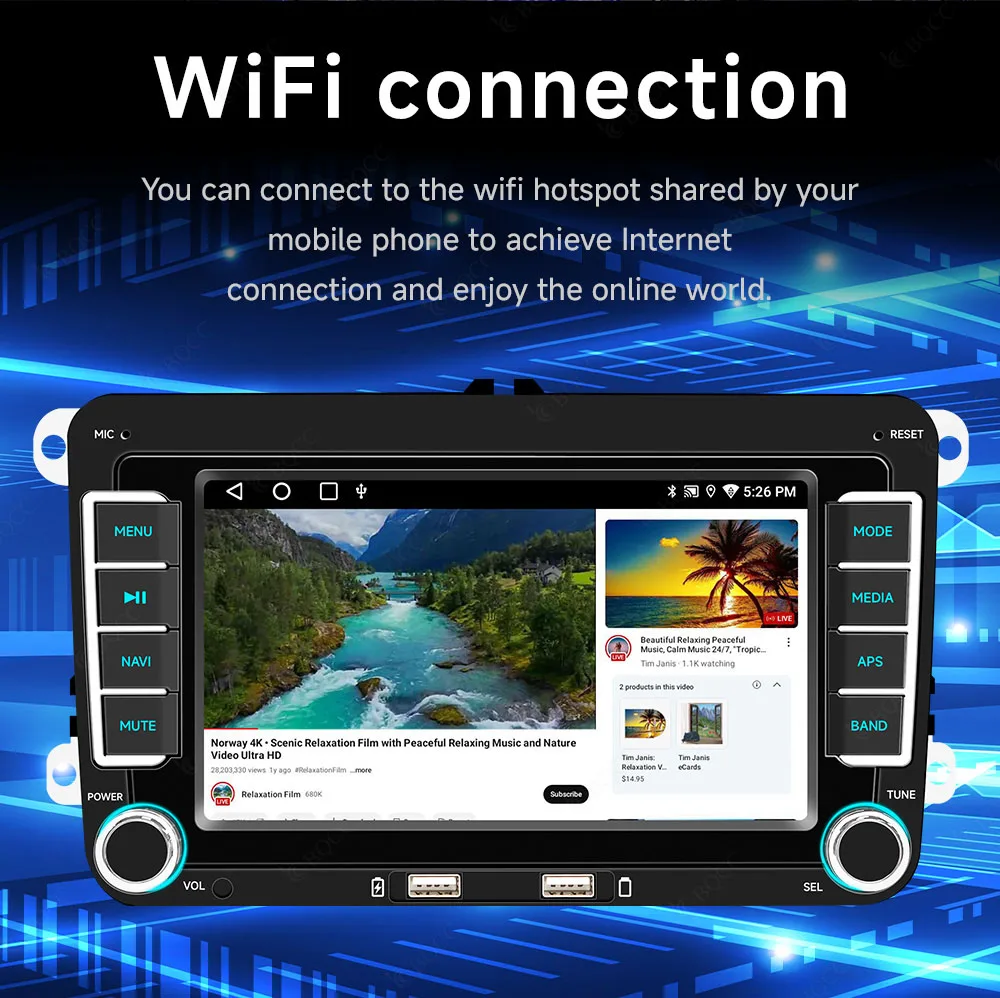 BQCC 7 Inch Android 15 Car Radio For VW Golf V Passat Rabbit WIFI RDS GPS Navigation CarPlay 1080P HD AHD Multimedia Player