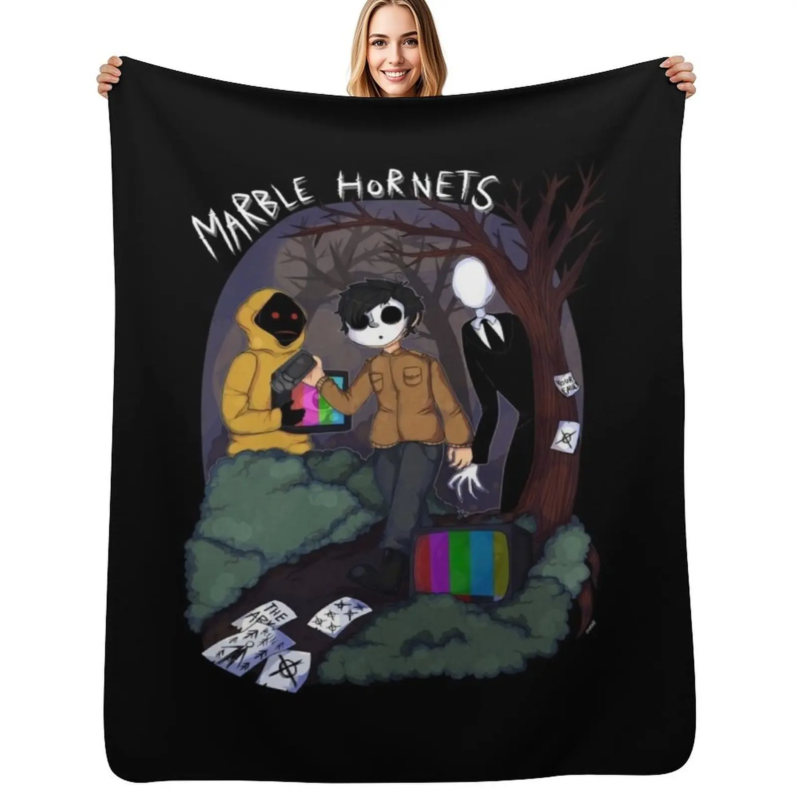 

Marble Hornets 57 Throw Blanket Soft Big Thin funny gift Soft Plaid Blankets
