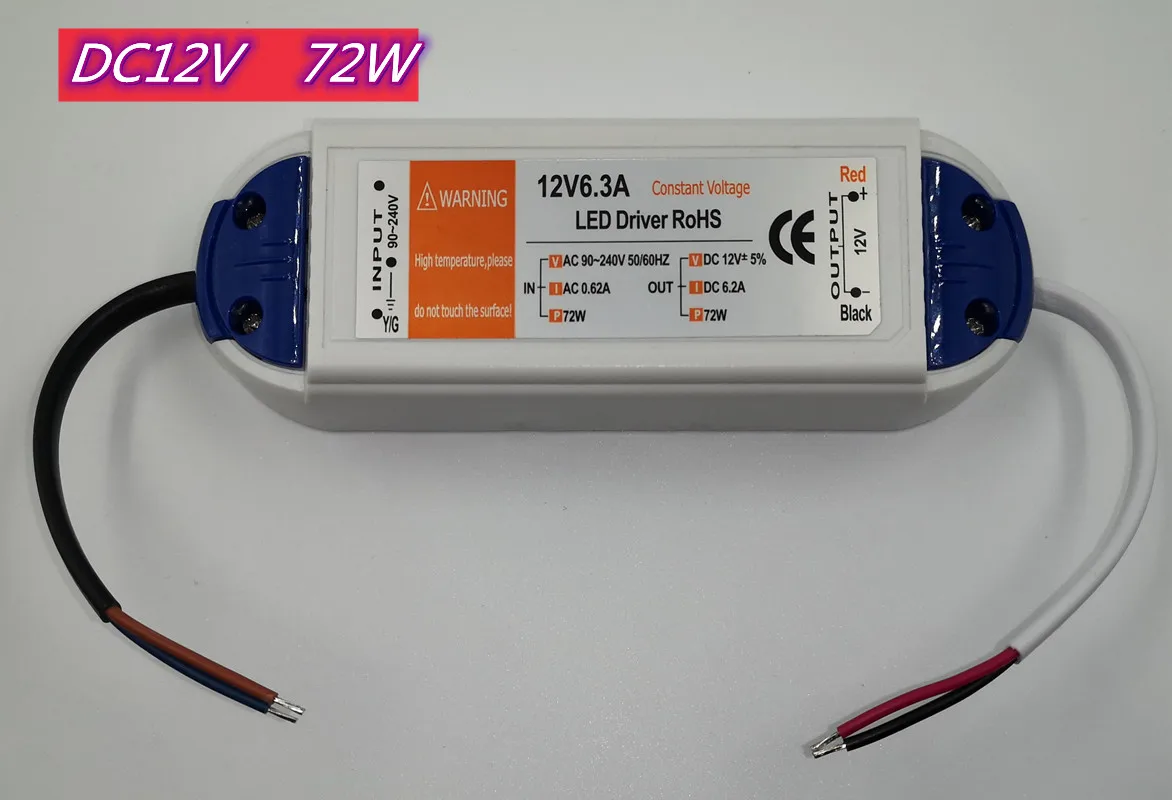 Zasilacz 110V 220V do 12V Transformator oświetleniowy 100W 72W 36W 18W DC 12V Źródło Sterownik LED do taśm LED