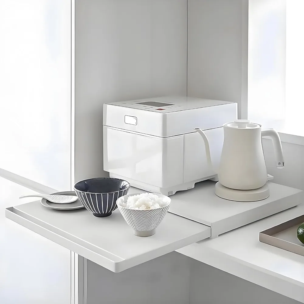 

Pull-Out Shelf Microwave Stand - Carbon Steel Kitchen Storage Organizer for Appliances