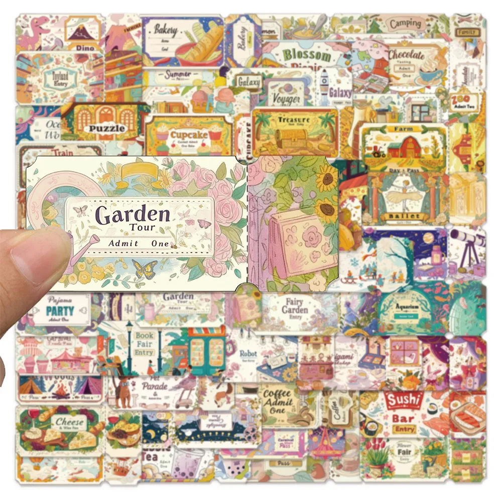 50PCS Dream Ticket Fun Decoration Label Stickers DIY Luggage Notebook Water Cup Speaker Stickers