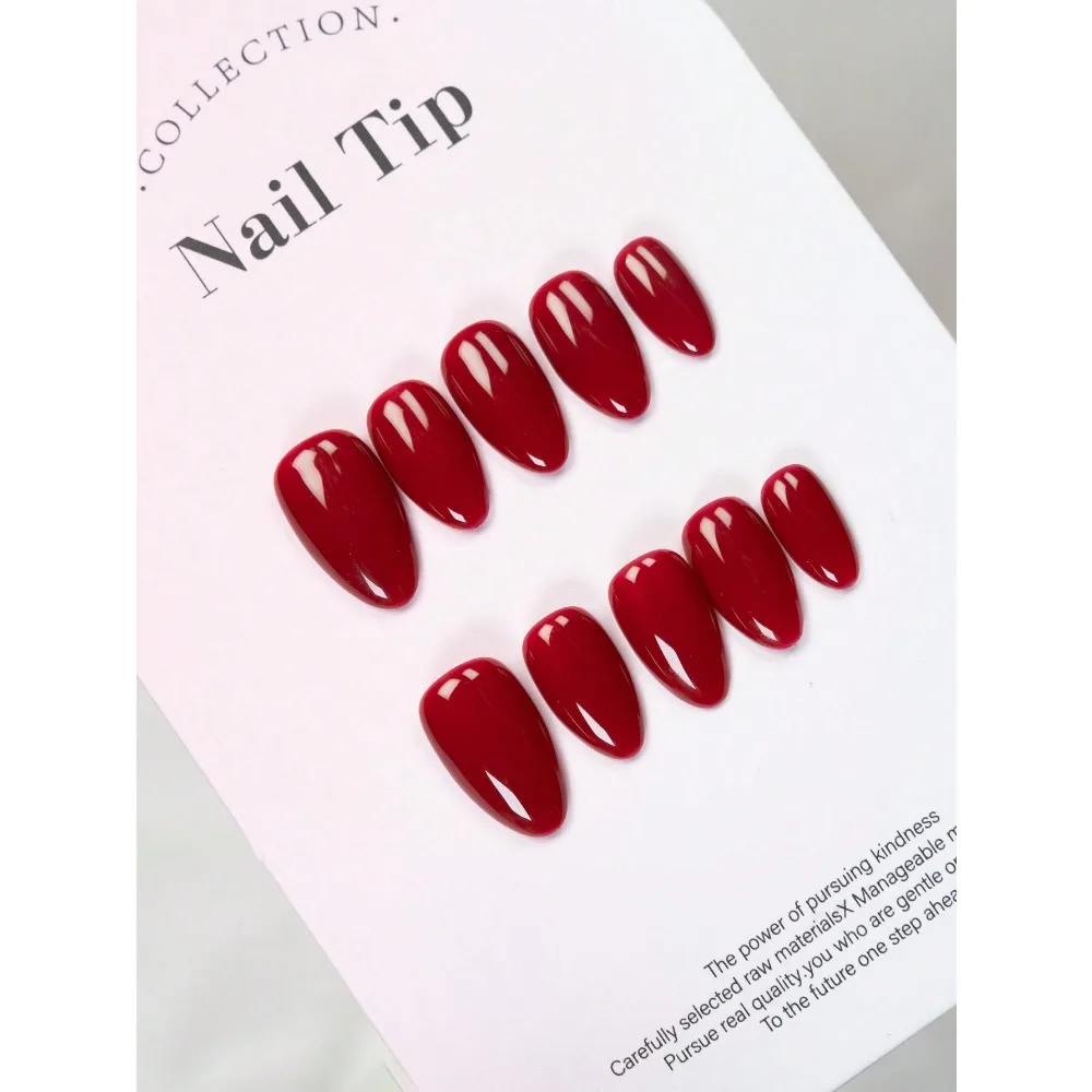 

JUTI Valentine's Day Nail Art Set, 10pcs Handmade Sweet Style Nail Stickers, Medium Almond Shape, Glossy Watermelon Pink Luxury Fake Nails, Suitable For Holidays And Daily Nail Art, Set Includes 1 Nail File, 1 Jelly Gel Nail Sticker.