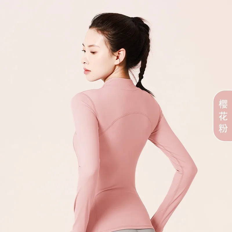 

2025 Naked Yoga Clothes Sports Jacket Slim Nylon Stand-up Collar Tight Jacket Top Running Fitness Clothes Gym Clothes Women
