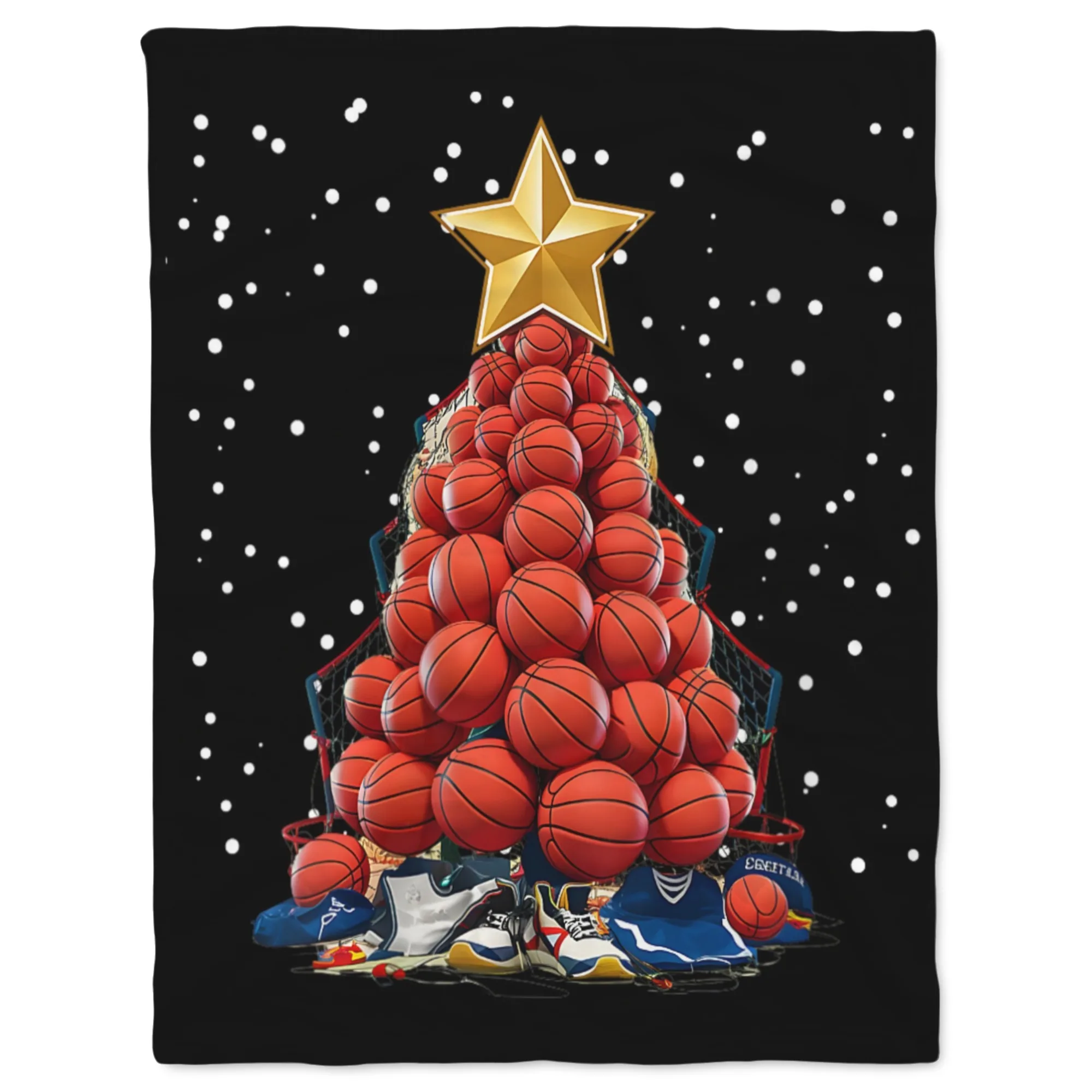 بطانية الفانيلا العصرية على طراز شجرة الكريسماس لكرة السلة ناعمة ودافئة، مثالية للأرائك والأسرة والمكاتب والسفر #5