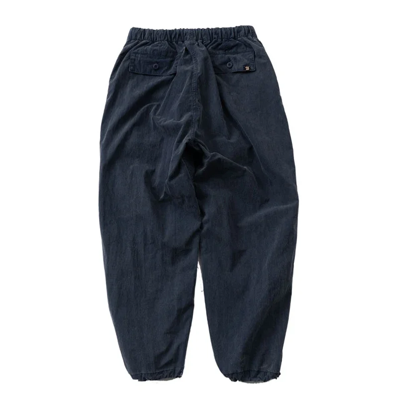New Arrival Washed Vintage Navy Blue Loose Straight Wide Leg Casual Pants with Adjustable Legs for Both Men and Women