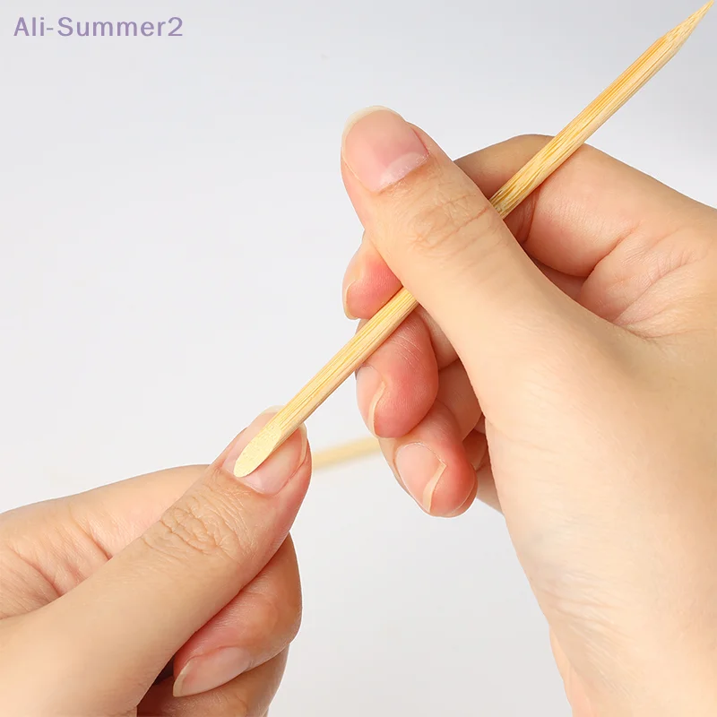 {Summer2}100Pcs Wood Manicure Sticks For Cuticle Pusher 5-Sizes Double Headed Cuticle Removal Wood Nail Dead Skin Peeling Tools