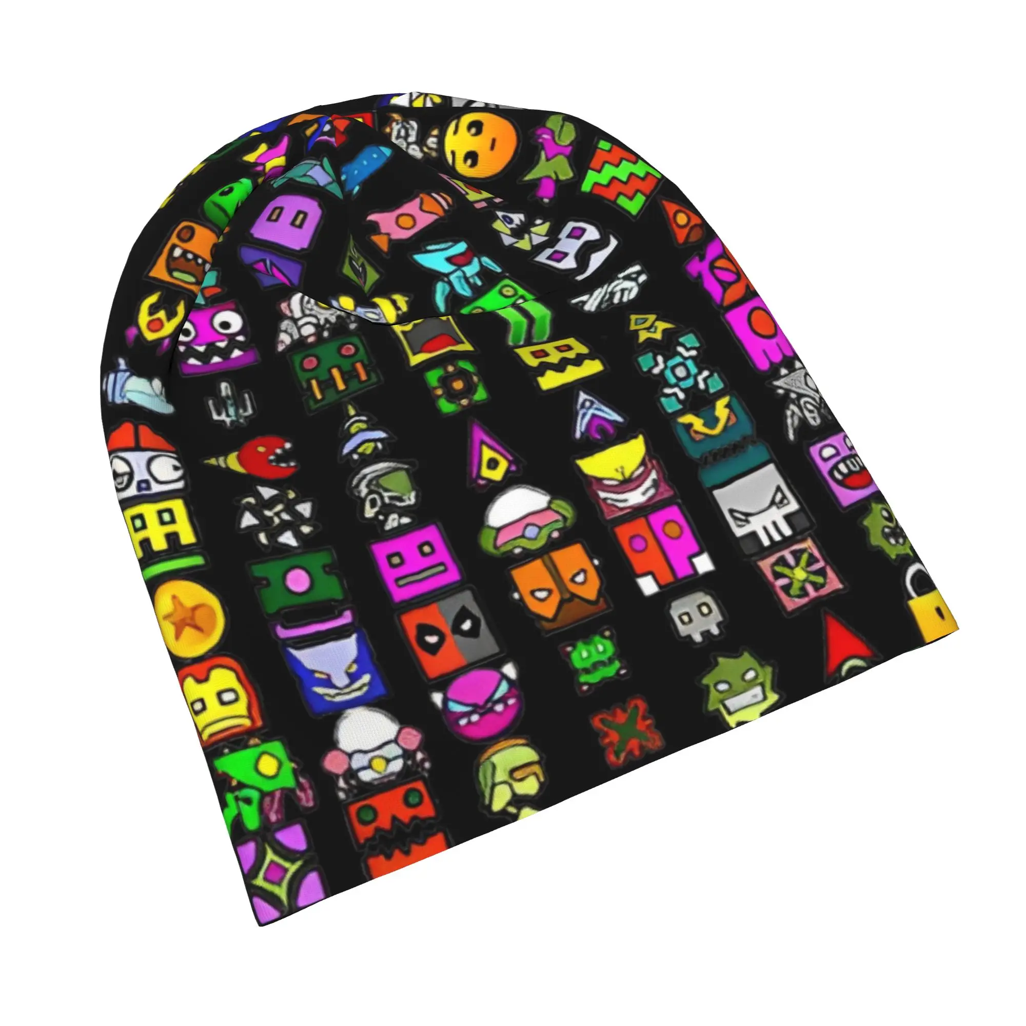 Geometry Dash Game Music Bonnet Hat Hip Hop Outdoor Geometric Dash Skullies Beanies Hat Men's Women's Spring Dual-use Cap