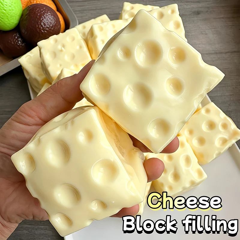 Jumbo Cheese Cube Squishy Toy Big Cheese Building Block Filling No rebound Squeeze Fidget Toy Adult Sensory Fidget Toys