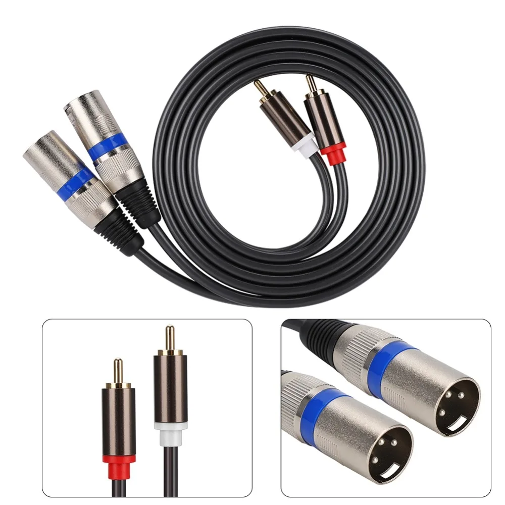 Кабель-адаптер аудиосигнала RCA (штекер) - XLR (штекер), 1.5 м / 4.9 фута, двухрядный, из ПВХ, Plug-and-Play, для подключения аудиоустройств