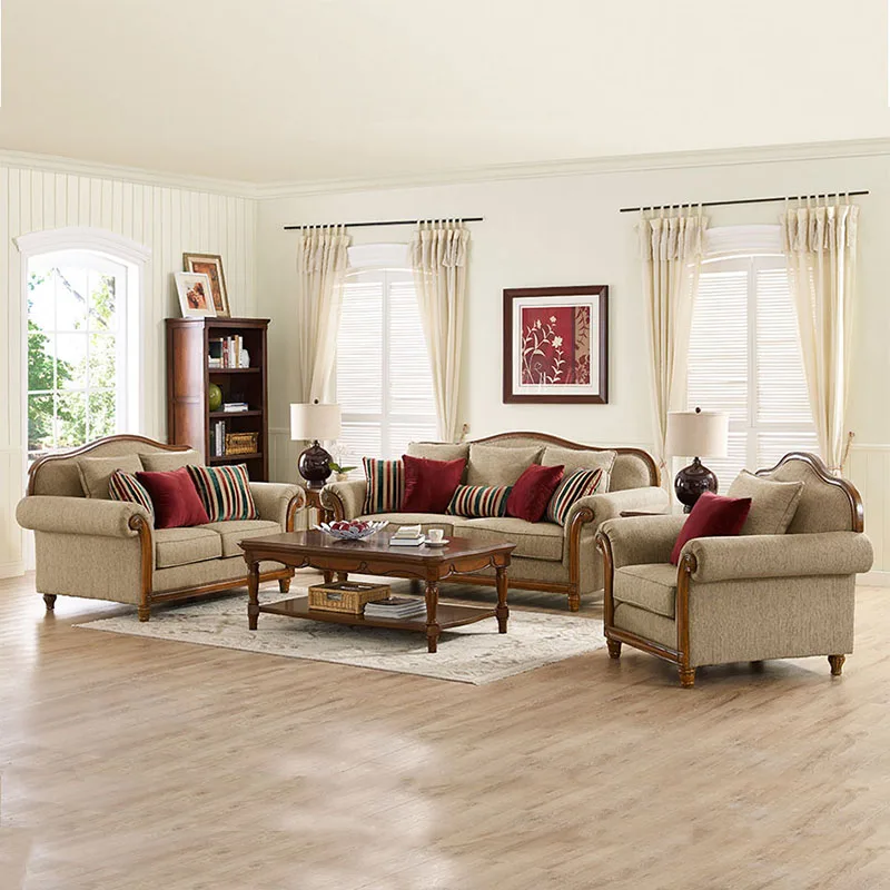 American Sofa Modern Three-person Style Small Apartment High-end Living Room Furniture Fabric