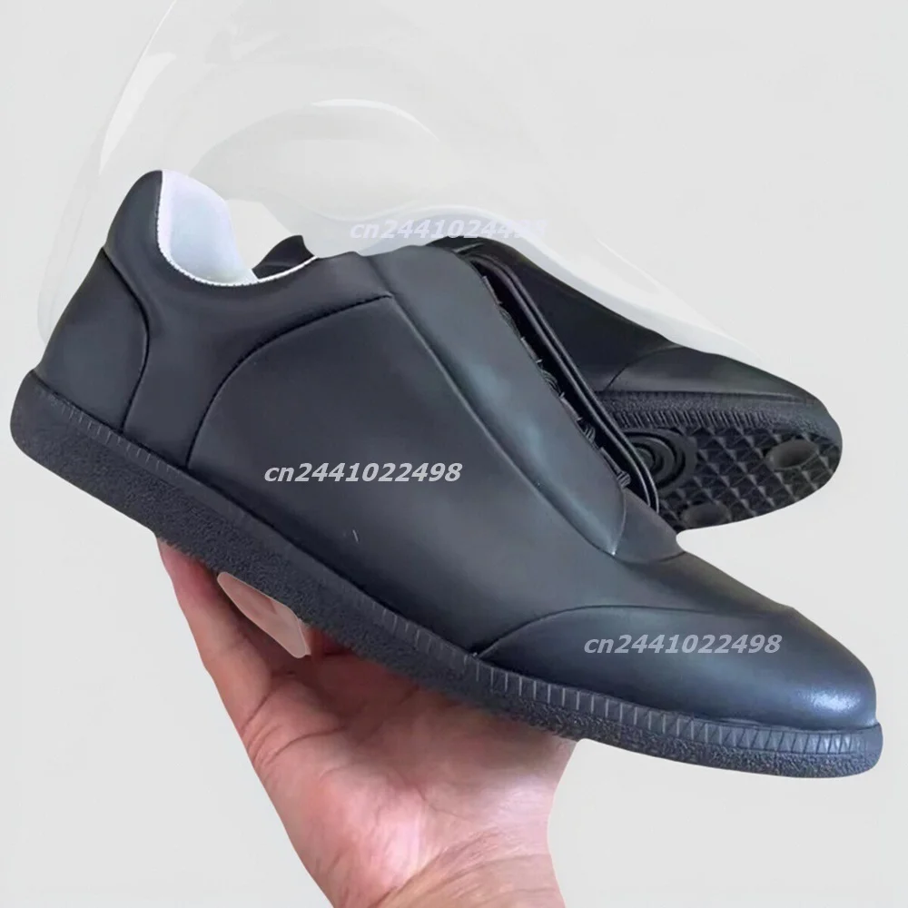 Modern Men Low Cut Slip On Style Casual Trainers Soft Smooth Solid Color Upper, Non Slip Durable Rubber Sole Shoes for Daily