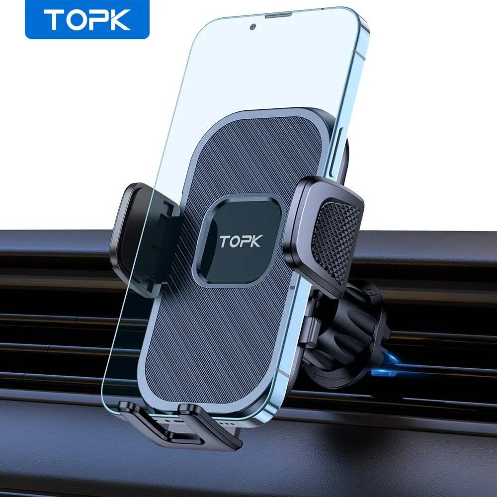 TOPK Car Phone Holder Air Vent, Car Phone Mount with Upgrade Hook Clip Gravity, Universal Car Cradle Compatible with iPhone 15