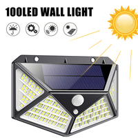 100LED Solar Wall Lamp Human Intelligent Sensing Solar Lamp Outdoor Waterproof Courtyard Garden Lighting Street Lamp