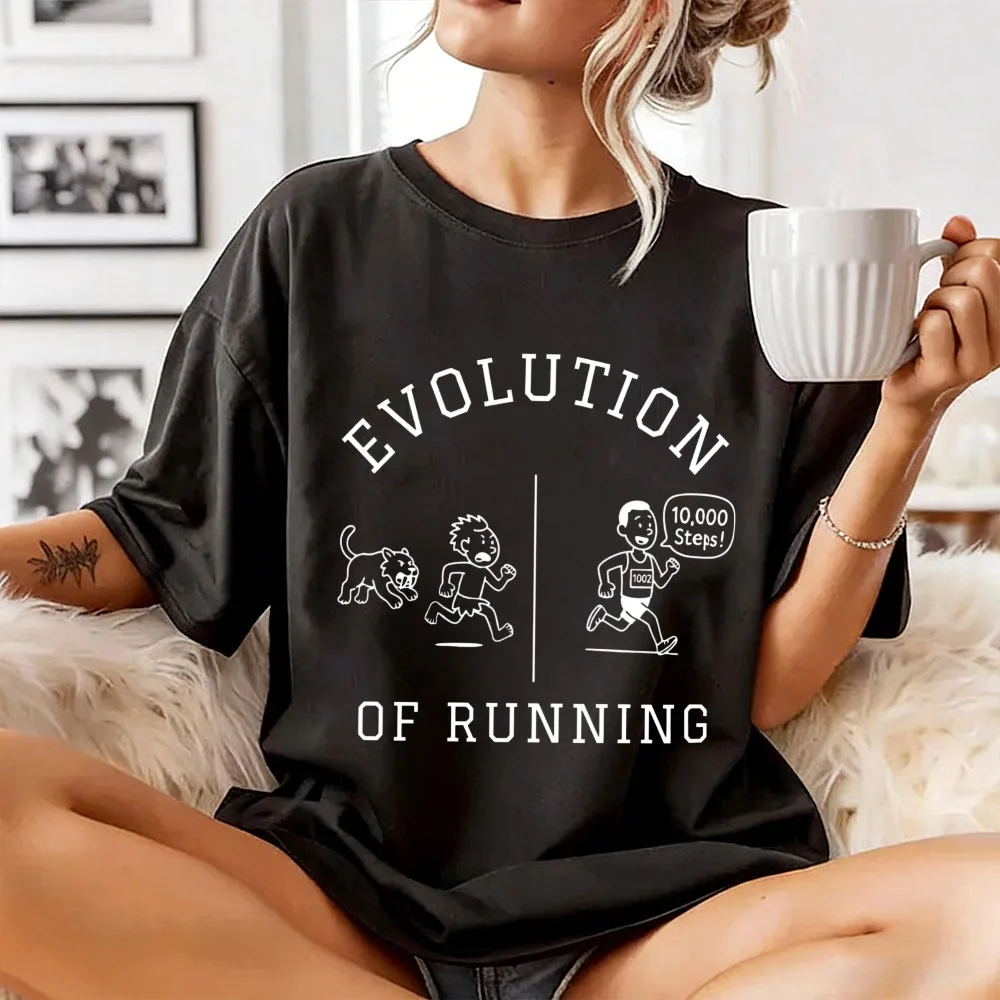 Evolution of Running Funny Runner T-Shirt Track 5k 10k 15K & Marathon Humor Athletic Run Tees Fitness Wear Gym Outfit Cotton Tee