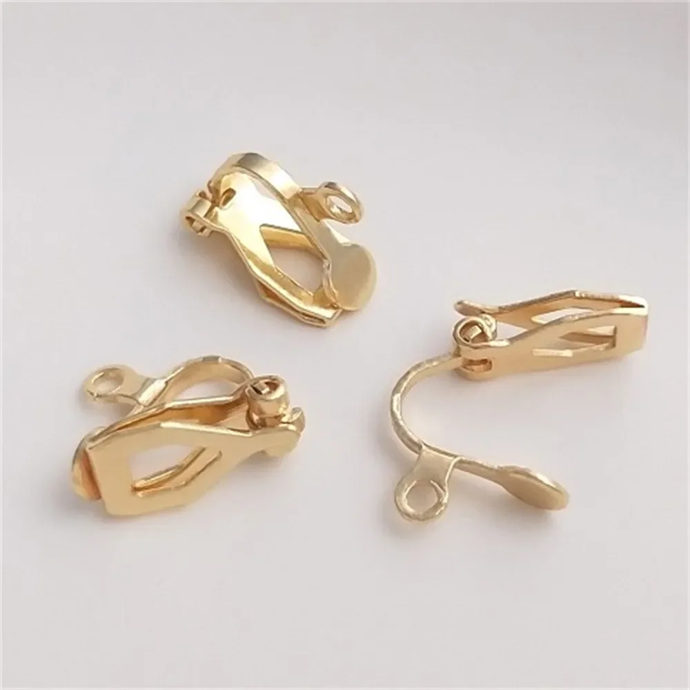 14K Gold-plated Ear Holes with Lug Clip Elastic Triangle Clip Handmade Diy Earrings Ear Jewelry Material Accessories E127