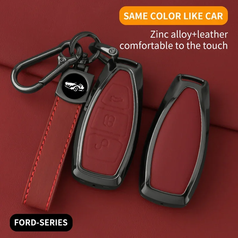 

Leather Car Key Case Keychain Remote Protector Cover for Ford Focus Fusion 2013 2014 Edge Explorer Mk2 Mk7 Ranger Raptor F150