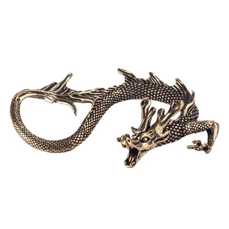 1Pcs Chinese Mythical Beast Figurines Retro Brass Zodiac Dragon Small Statue Desktop Ornament Home Feng Shui Decorations Crafts