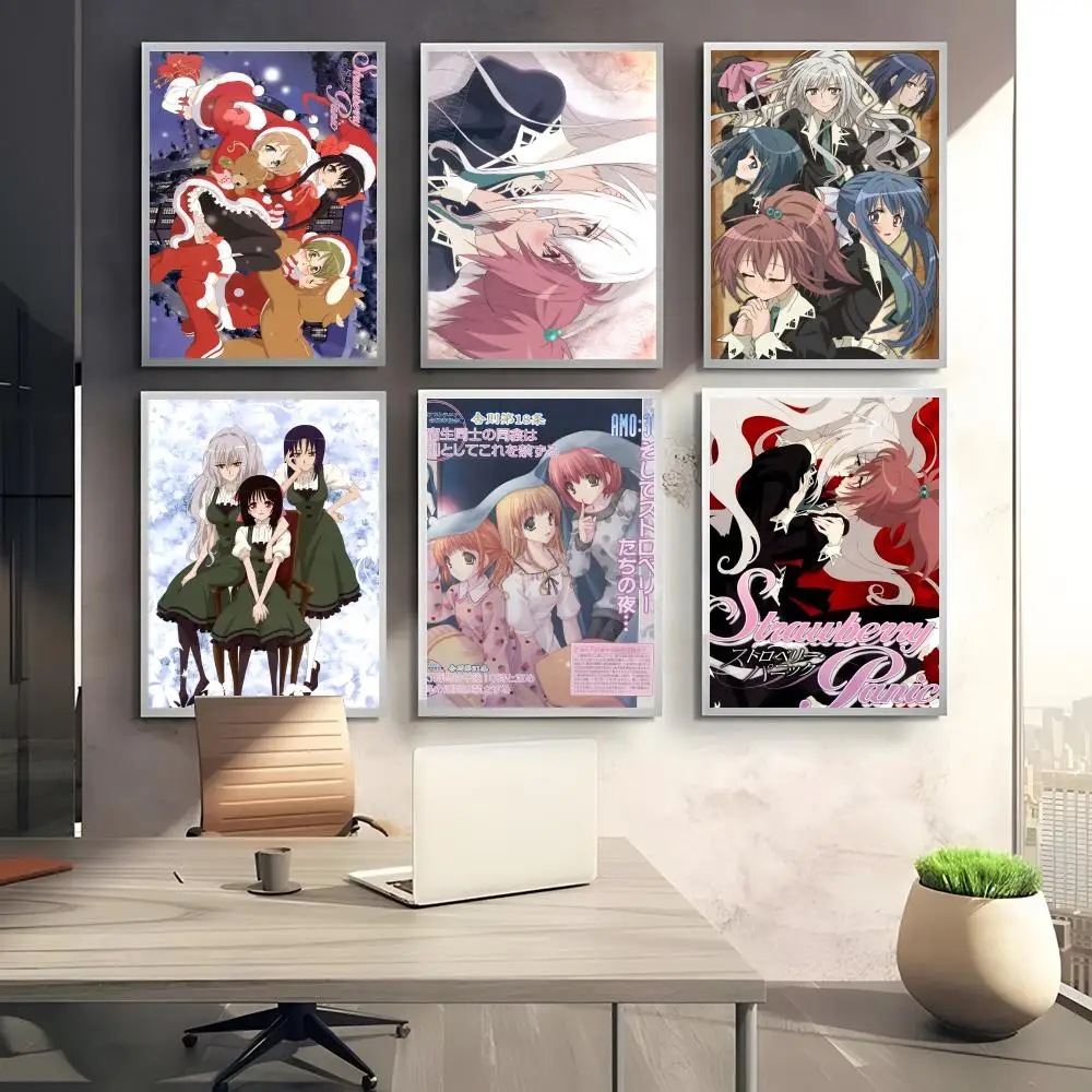 أنيمي الفراولة الذعر اللوحة الخط HD طباعة الحرة جدارية الفن صور لغرفة المعيشة ديكور جدران المنزل قماش المشارك #3