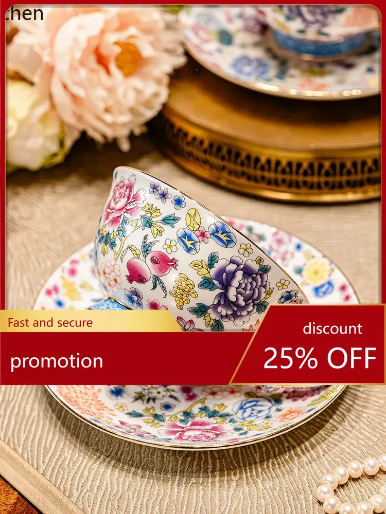 Z30-  coffee cup enamel bone china coffee cup suit gift box to give as a gift european light luxury exquisite cup