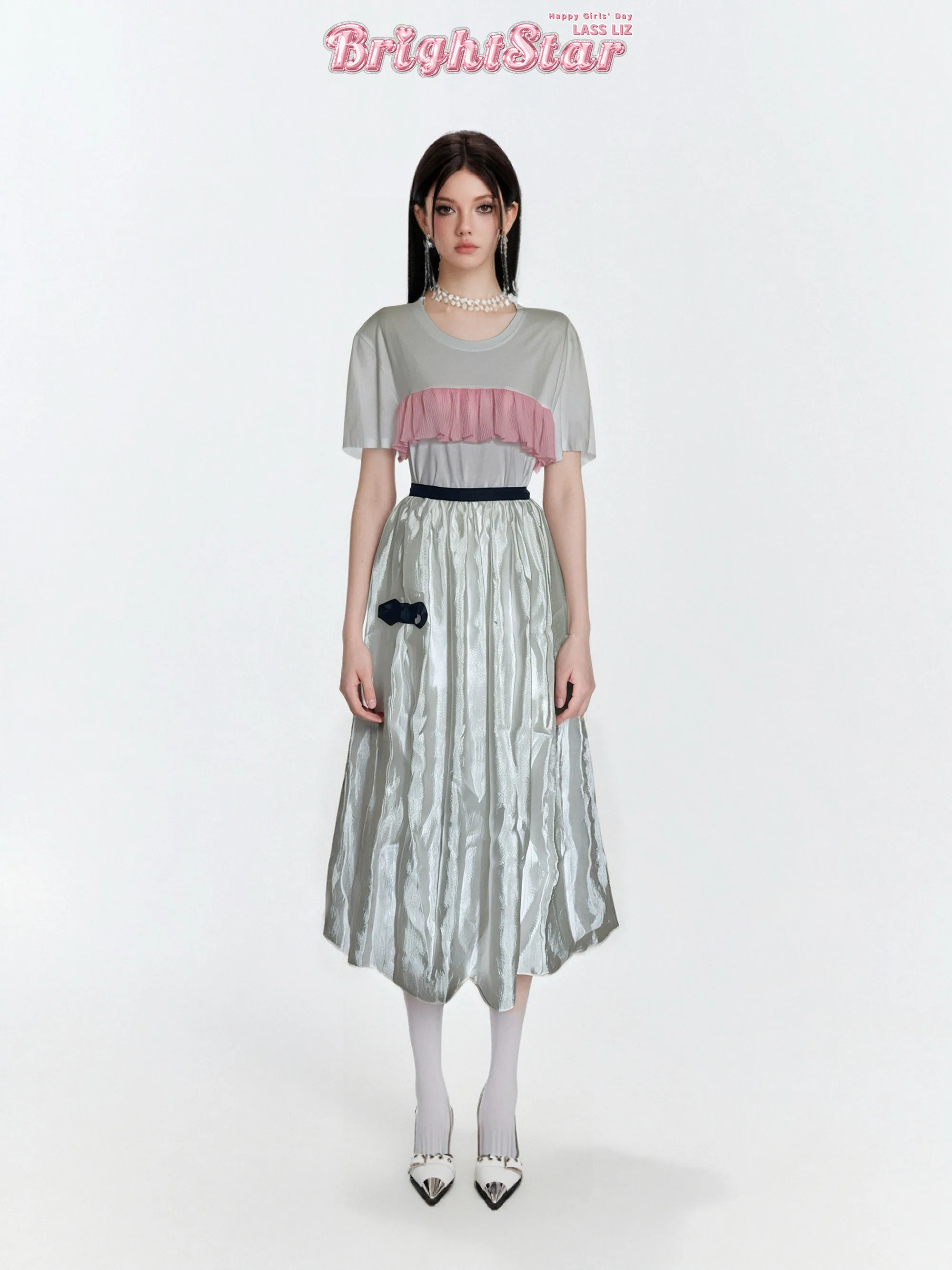 

Original Store LASS LIZ Spring Summer New Arrival Fre Sweet Top f Skirt Set Commute Ele Cotton Blend