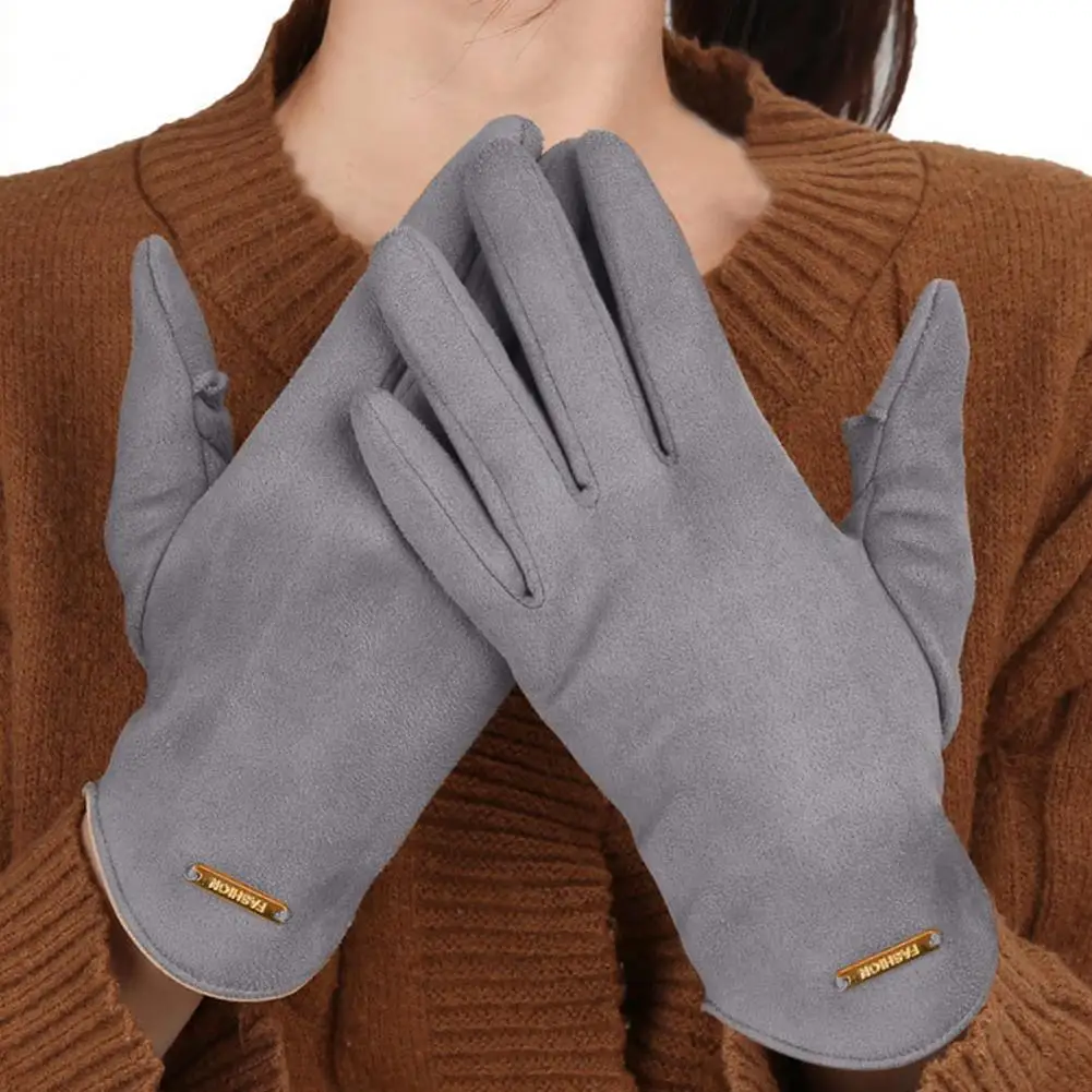 

Зимние велосипедные перчатки для женщин и мужчин, перчатки с пятью пальцами для сенсорного экрана, ветрозащитные утолщенные лыжные перчатки с плюшевой подкладкой, 1 пара