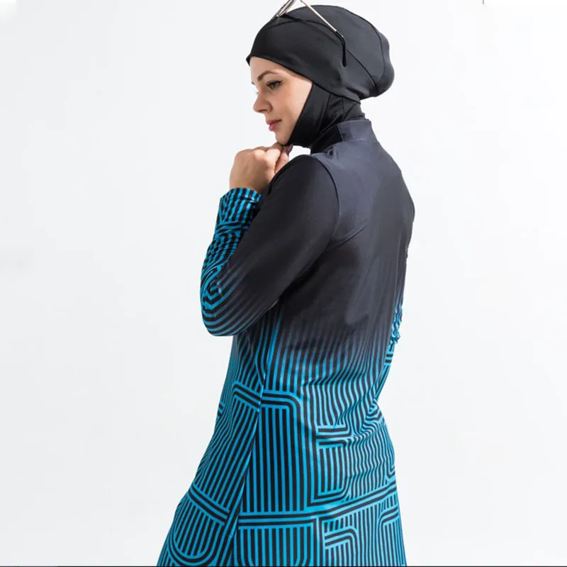 Imagem -02 - Muçulmana Burquine Maiô Feminino Natação Manga Longa Muçulmano Banho Feminino Hijab Modesto Maiô Manga Longa Terno de Natação Islâmico Cover Ups Burkini Hijabs para a Mulher Nadar