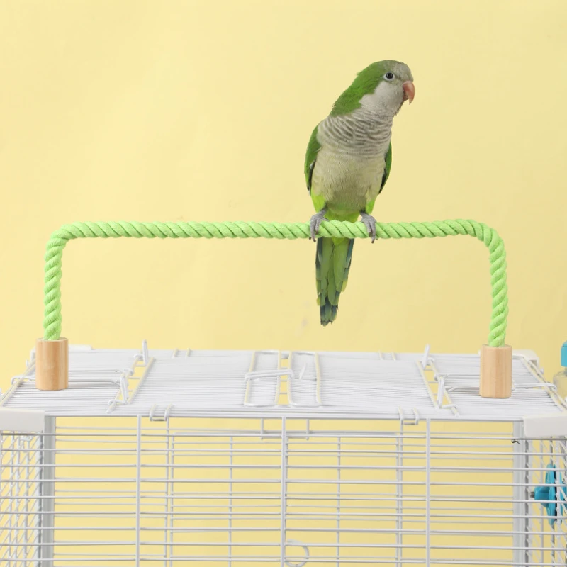 Bird 55cm Rope Perch Bendable Green Cotton Rope Stand Toy Parrot Standing Stick Bird Cage Chewing Climbing Toy Keep Bird Supply